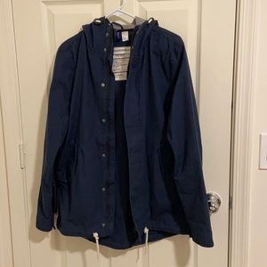 H&M Hooded Navy Jacket - gray hood